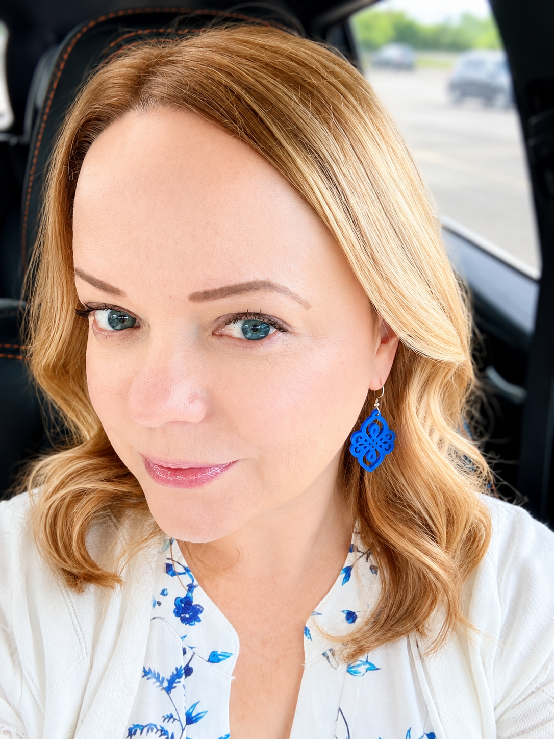 Blue Filigree Statement Earrings – Ornate Acrylic Dangle Earrings