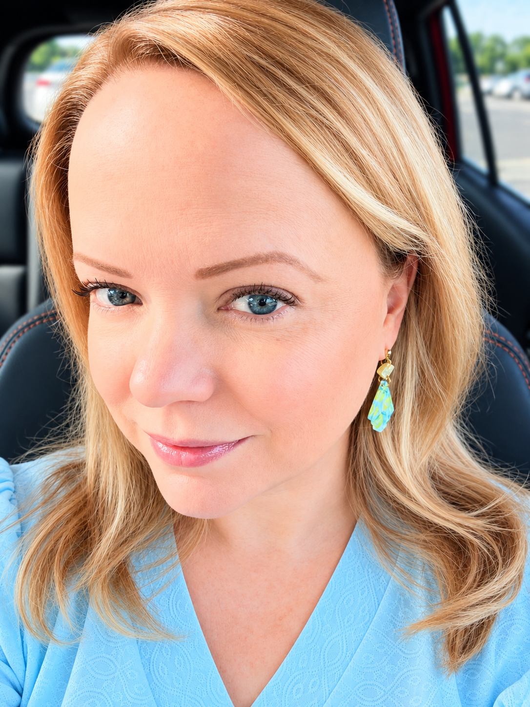 Lemon Stripe Two-Piece Glitter Dangle Earrings
