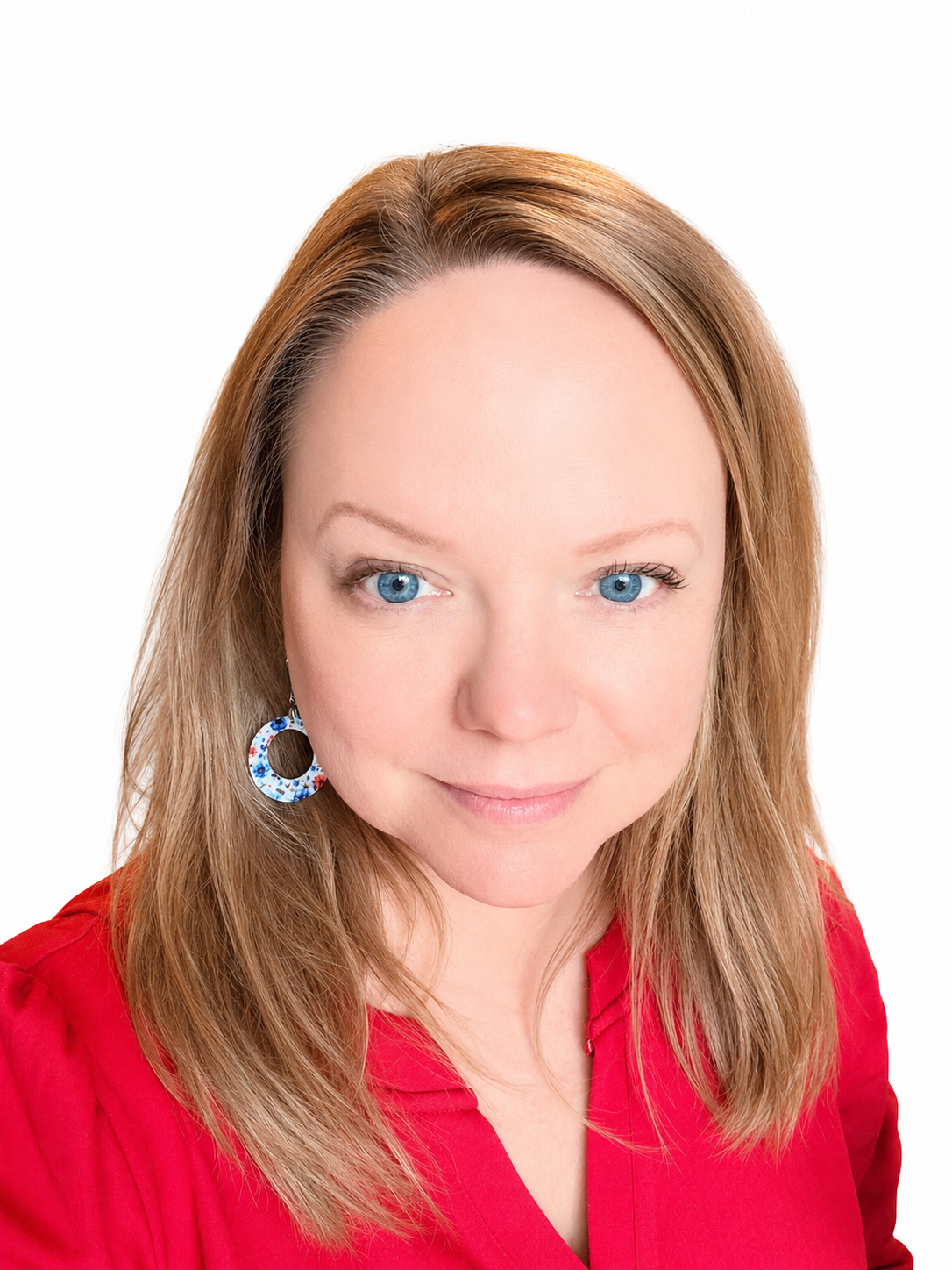Flower Dangle Hoop Earrings | Red Blue Floral Acrylic