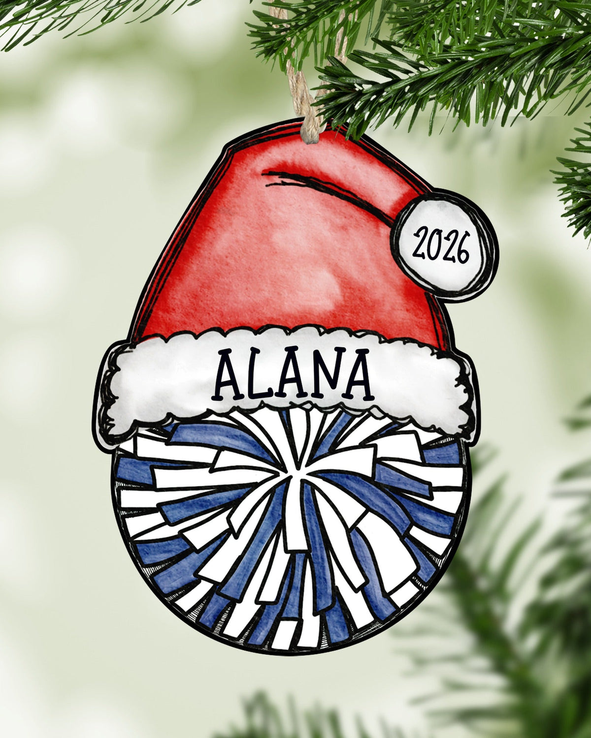 Personalized Cheer Pom Ornament – Custom Name, Number & Year
