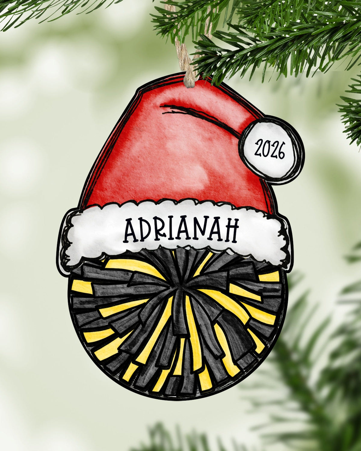 Personalized Cheer Pom Ornament – Custom Name, Number & Year