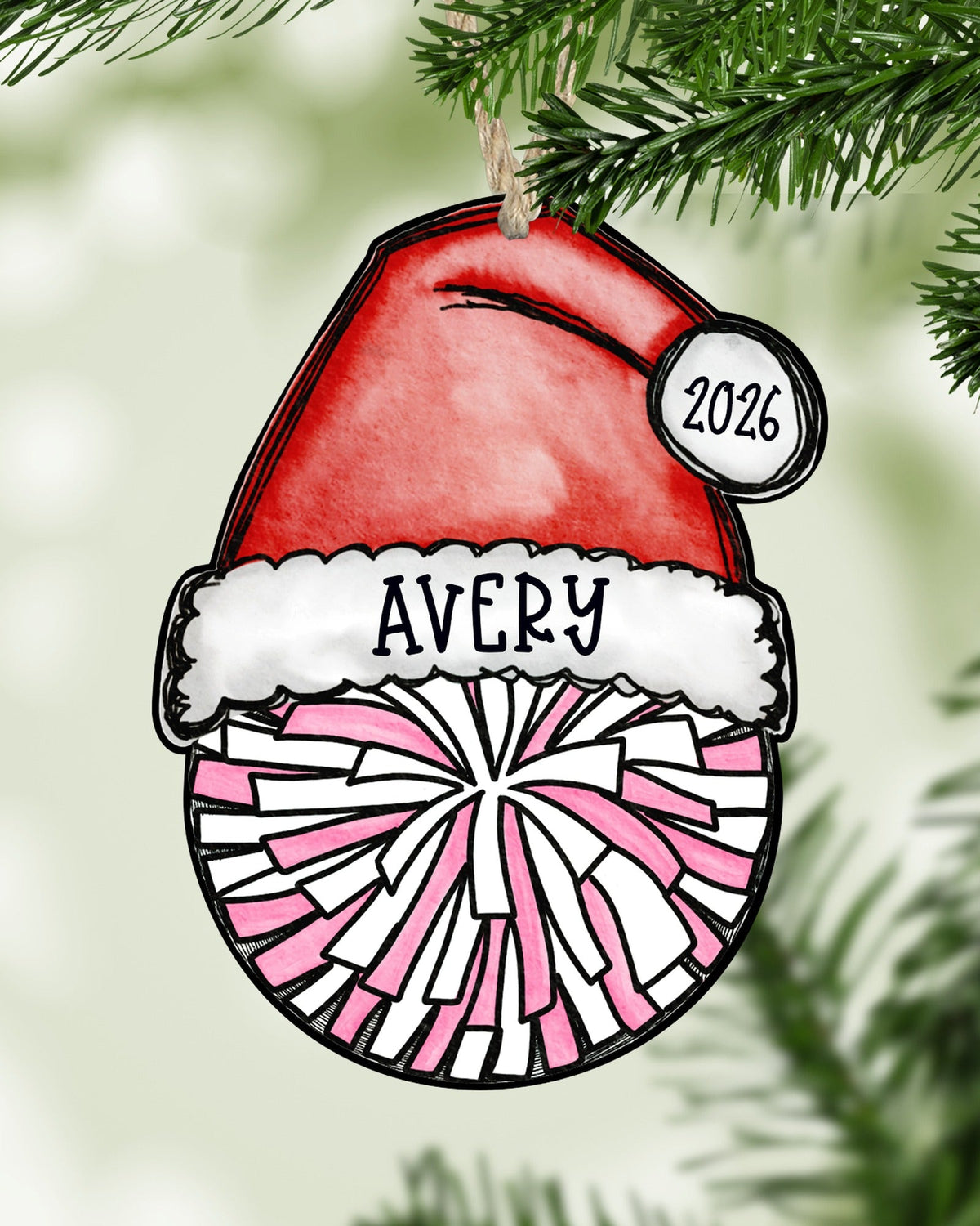 Personalized Cheer Pom Ornament – Custom Name, Number & Year