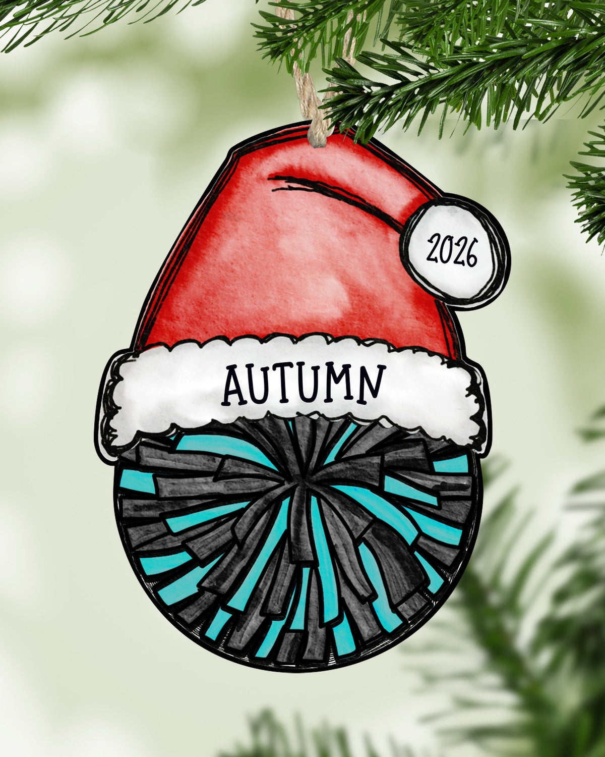Personalized Cheer Pom Ornament – Custom Name, Number & Year