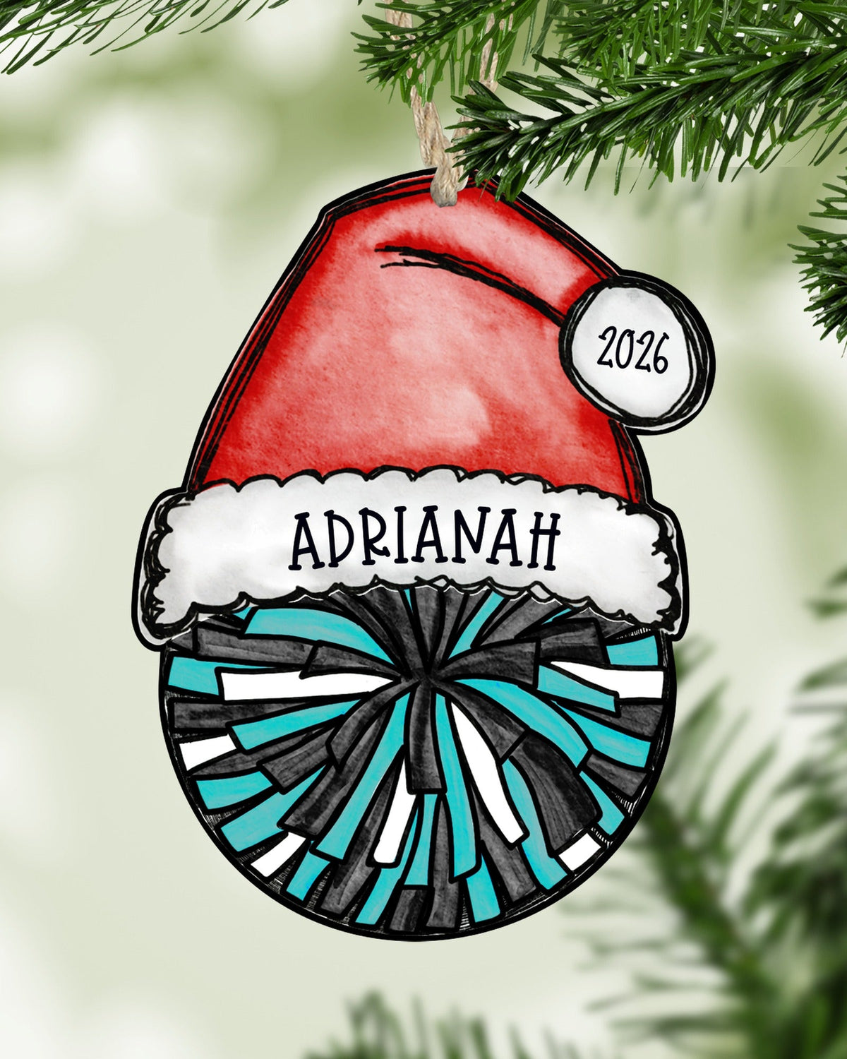 Personalized Cheer Pom Ornament – Custom Name, Number & Year