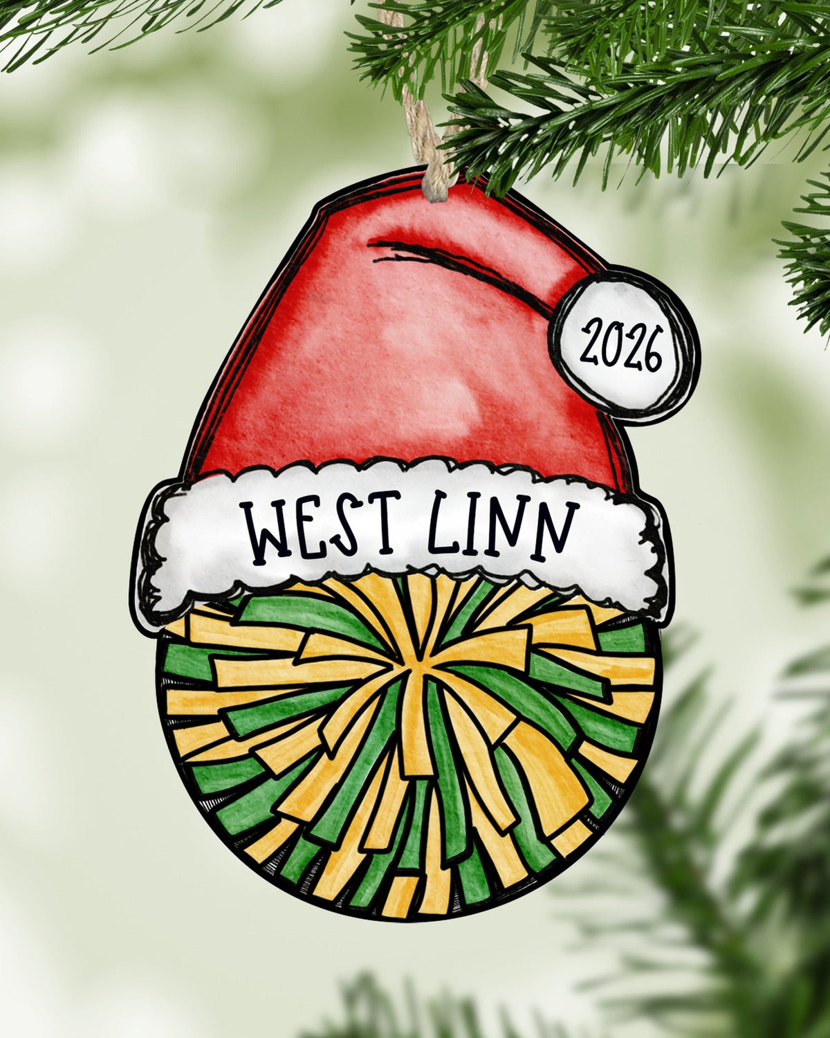 Personalized Cheer Pom Ornament – Custom Name, Number & Year