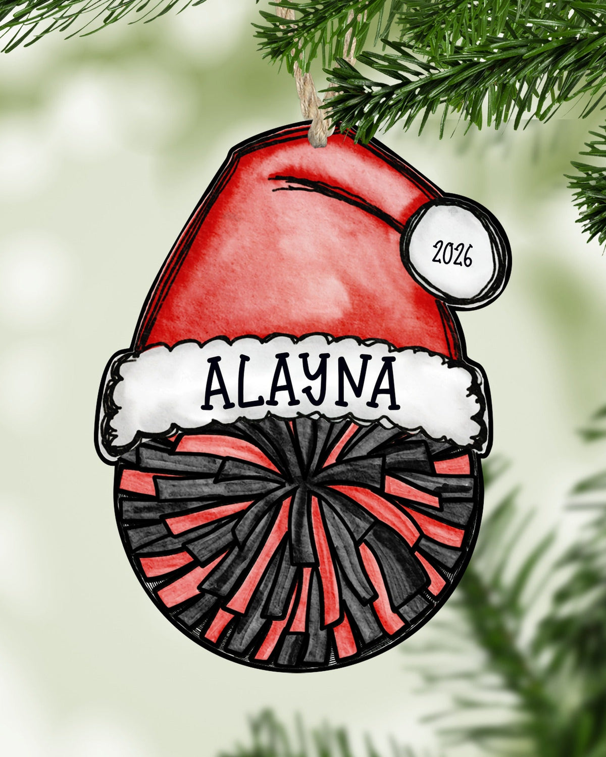 Personalized Cheer Pom Ornament – Custom Name, Number & Year