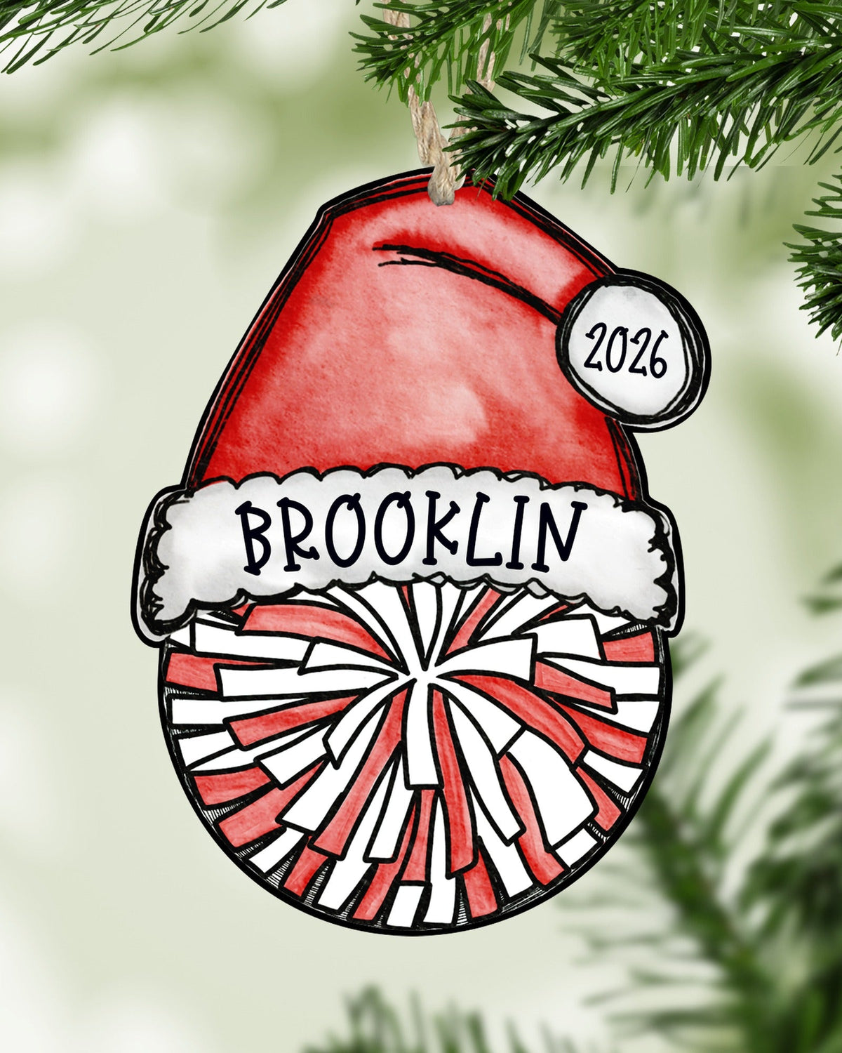 Personalized Cheer Pom Ornament – Custom Name, Number & Year