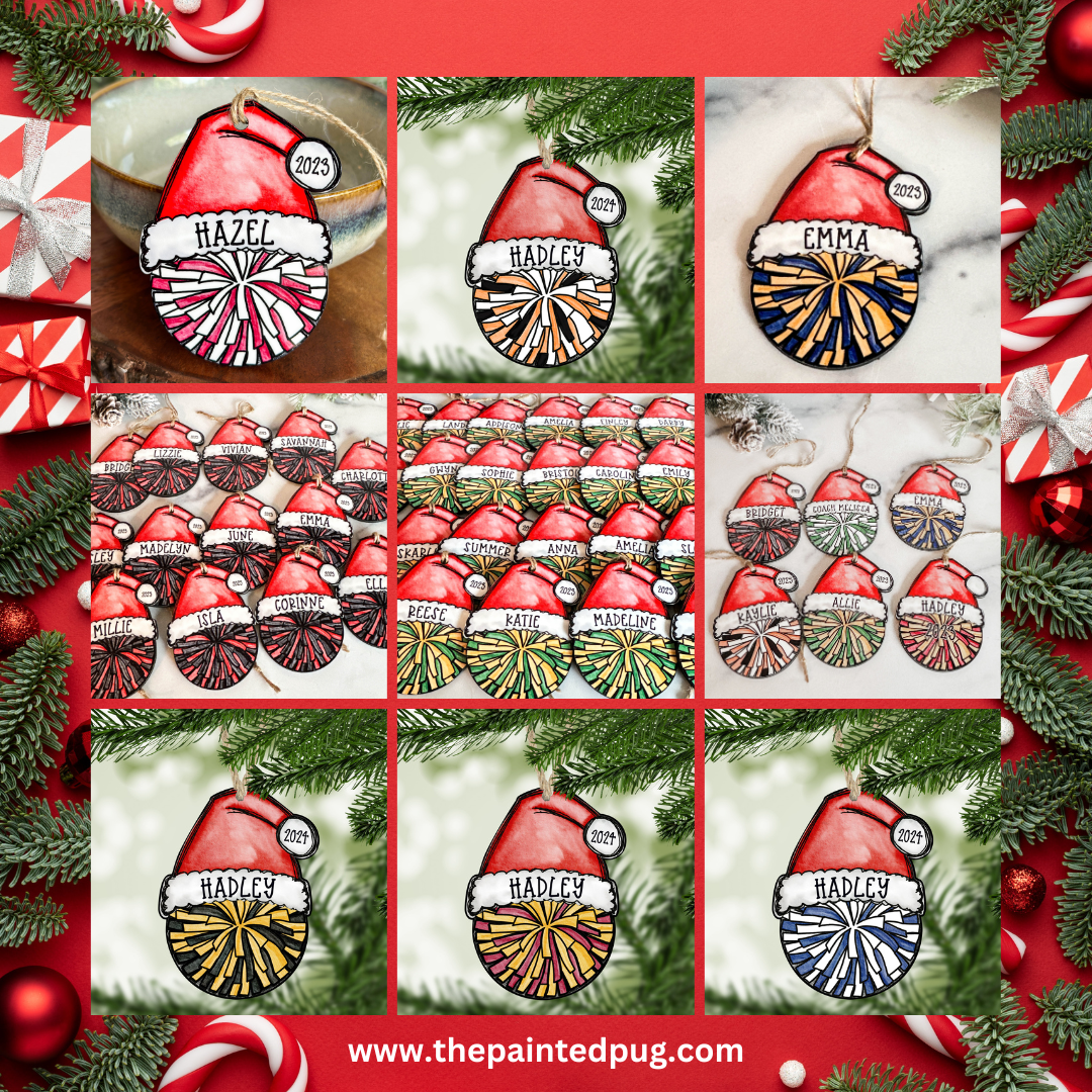 Personalized Cheer Pom Ornament – Custom Name, Number & Year