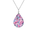 Cherry Blossom 2 Flower Teardrop Shape Necklace