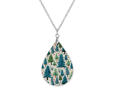 Christmas Tree Stitch Tree Teardrop Shape Necklace