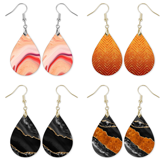 Black and Orange Earrings Set – 4 Pairs, Bold and Stylish Accessory for Fall and Halloween