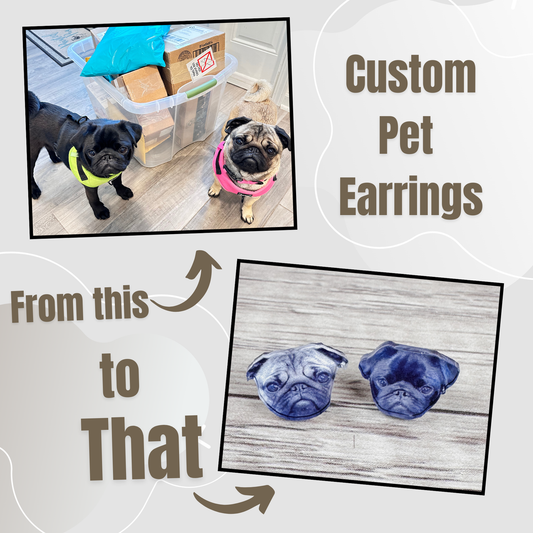 Custom Pet Photo Earrings - Stud Earrings or Dangle Earrings