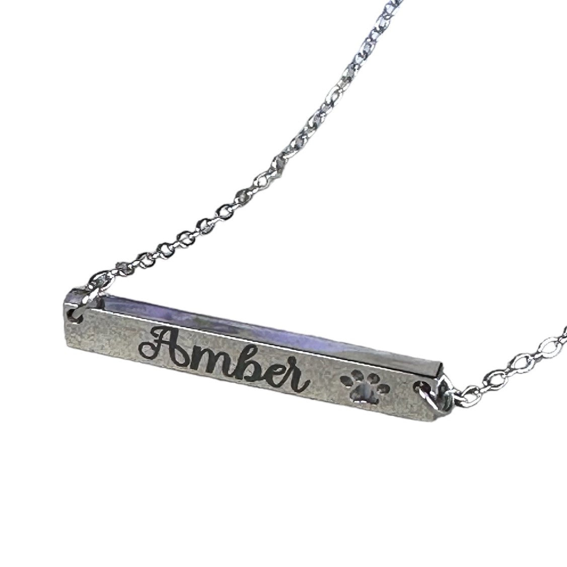 Custom Engraved Pet Necklace with Name and Pawprint