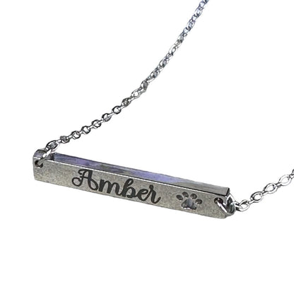 Custom Engraved Pet Necklace with Name and Pawprint
