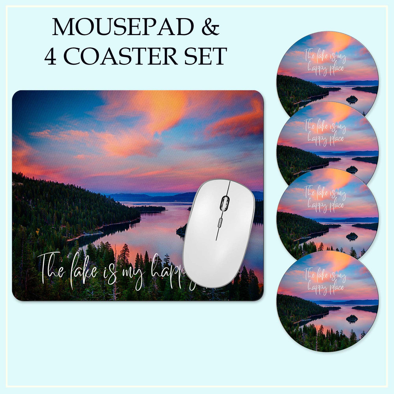 Lake Life Mousepad Coaster Set
