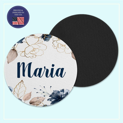Navy floral neoprene coaster