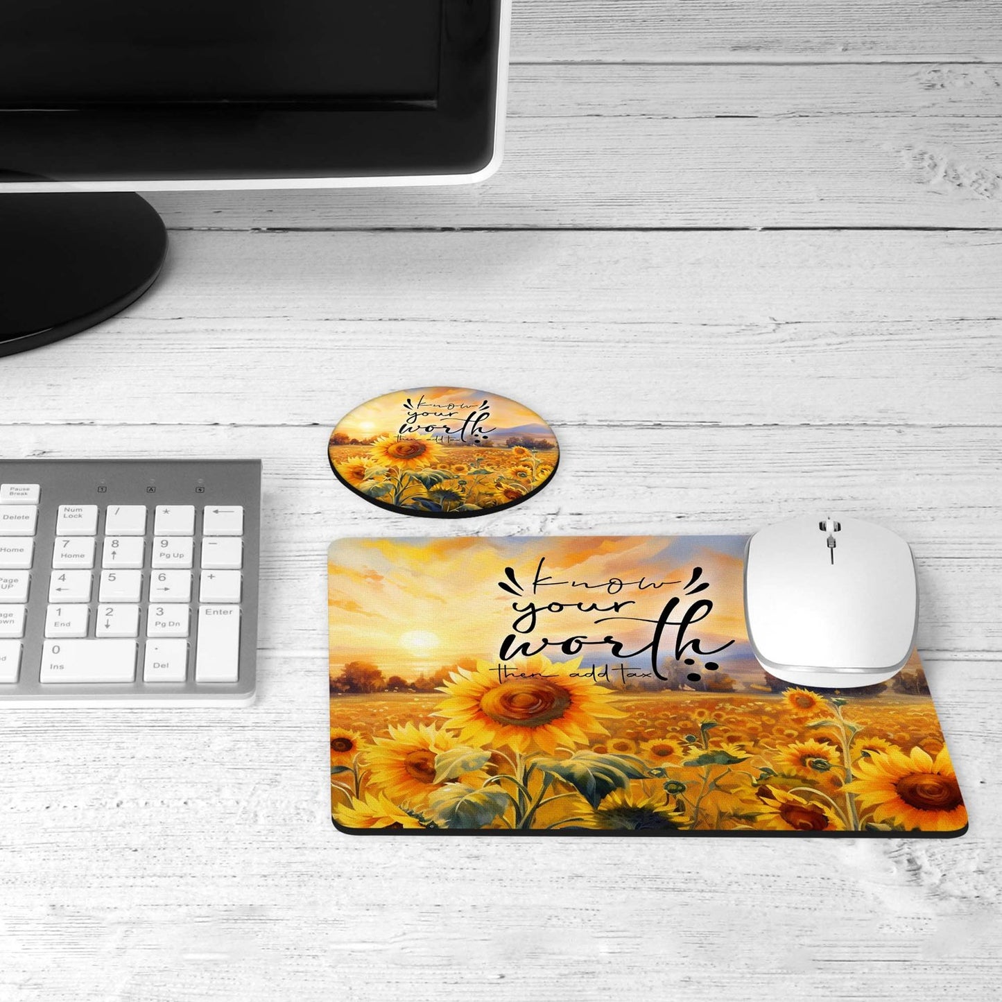 Know Your Worth desk set on a desk