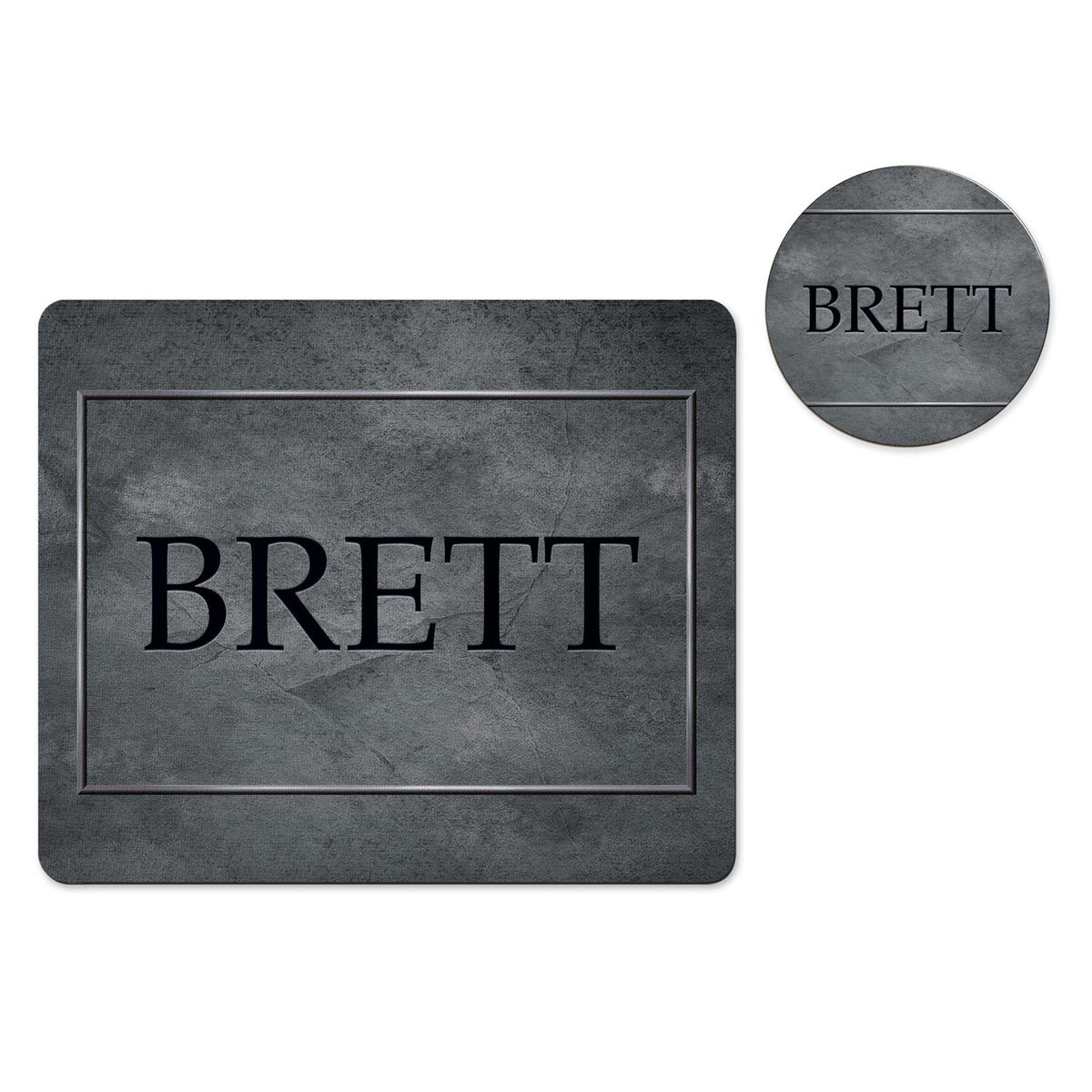 Personalized grey mousepad and coaster set