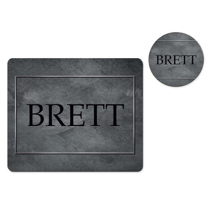 Personalized grey mousepad and coaster set
