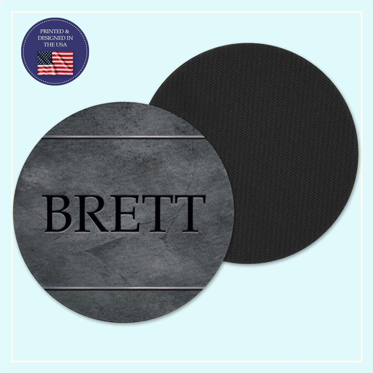 Grey personalized neoprene coaster