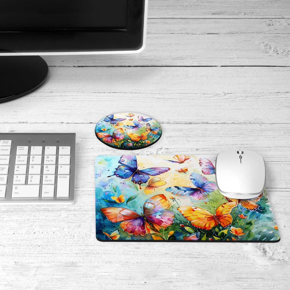 Orange butterfly desk set on a desk