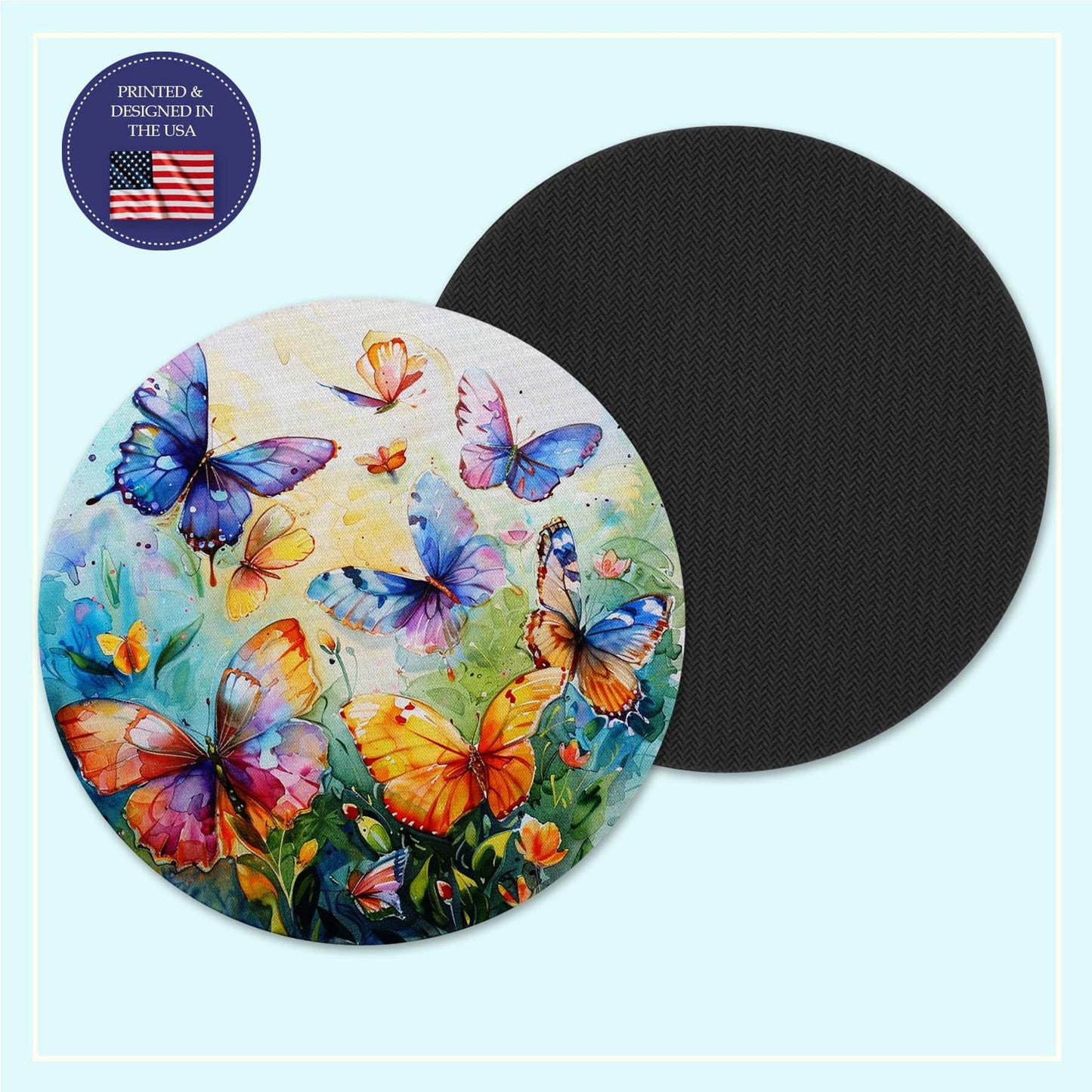 Orange butterfly neoprene coaster