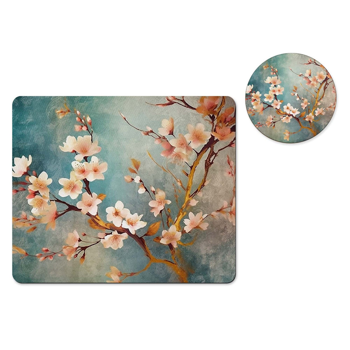 Cherry blossom sakura mousepad and coaster set