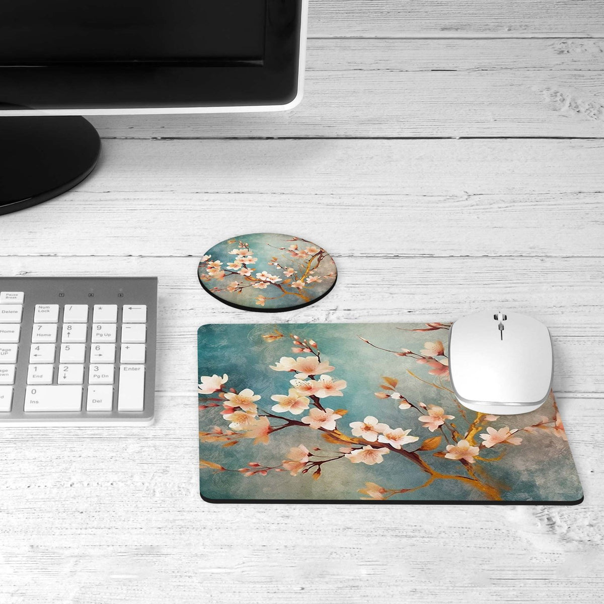 Cherry blossom desk set on a desk