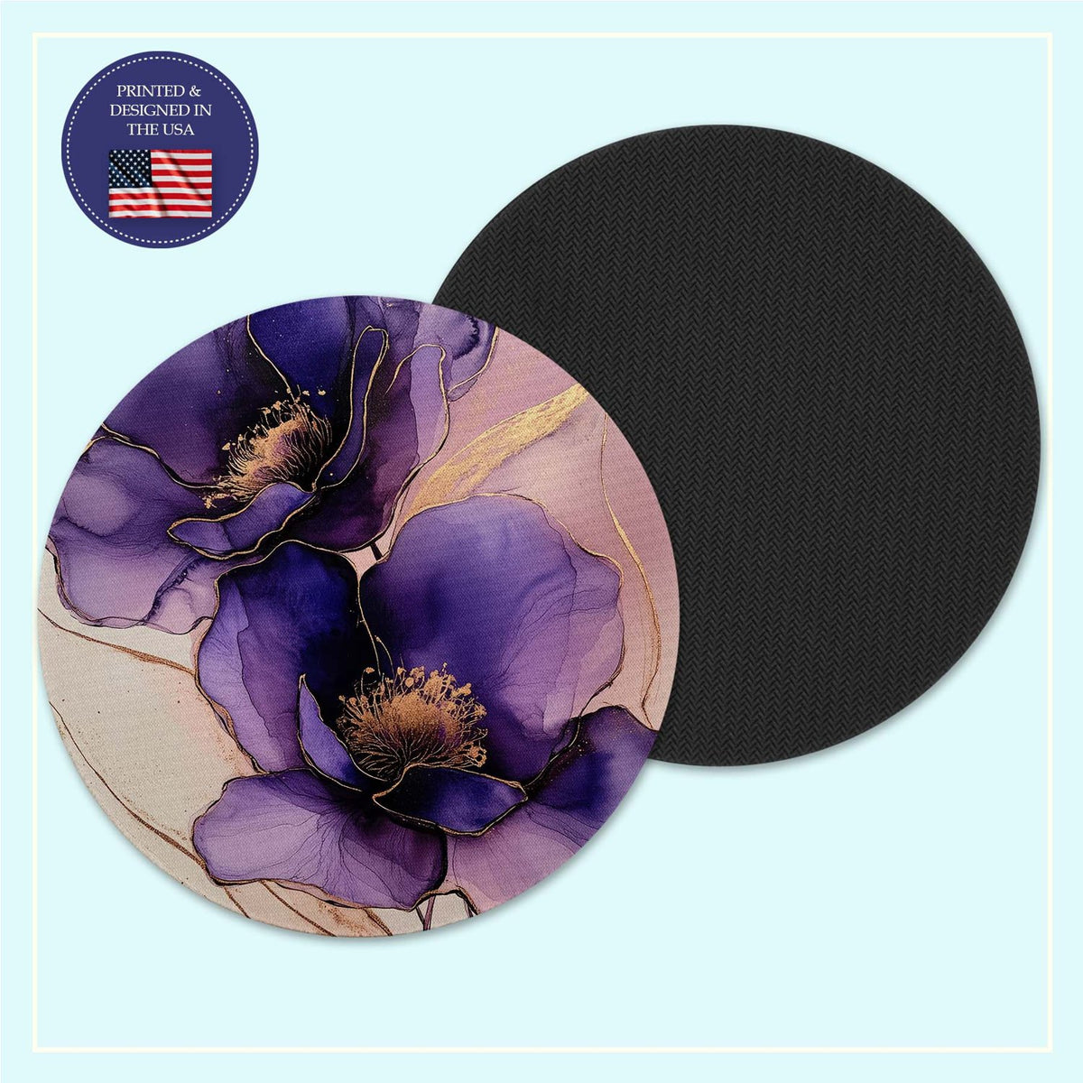 Purple pansy neoprene coaster