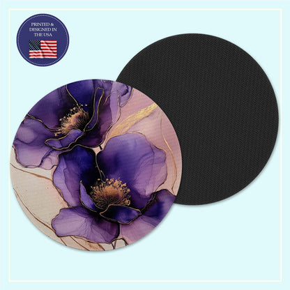 Purple pansy neoprene coaster