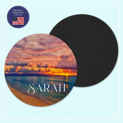 Beach sunset neoprene coaster