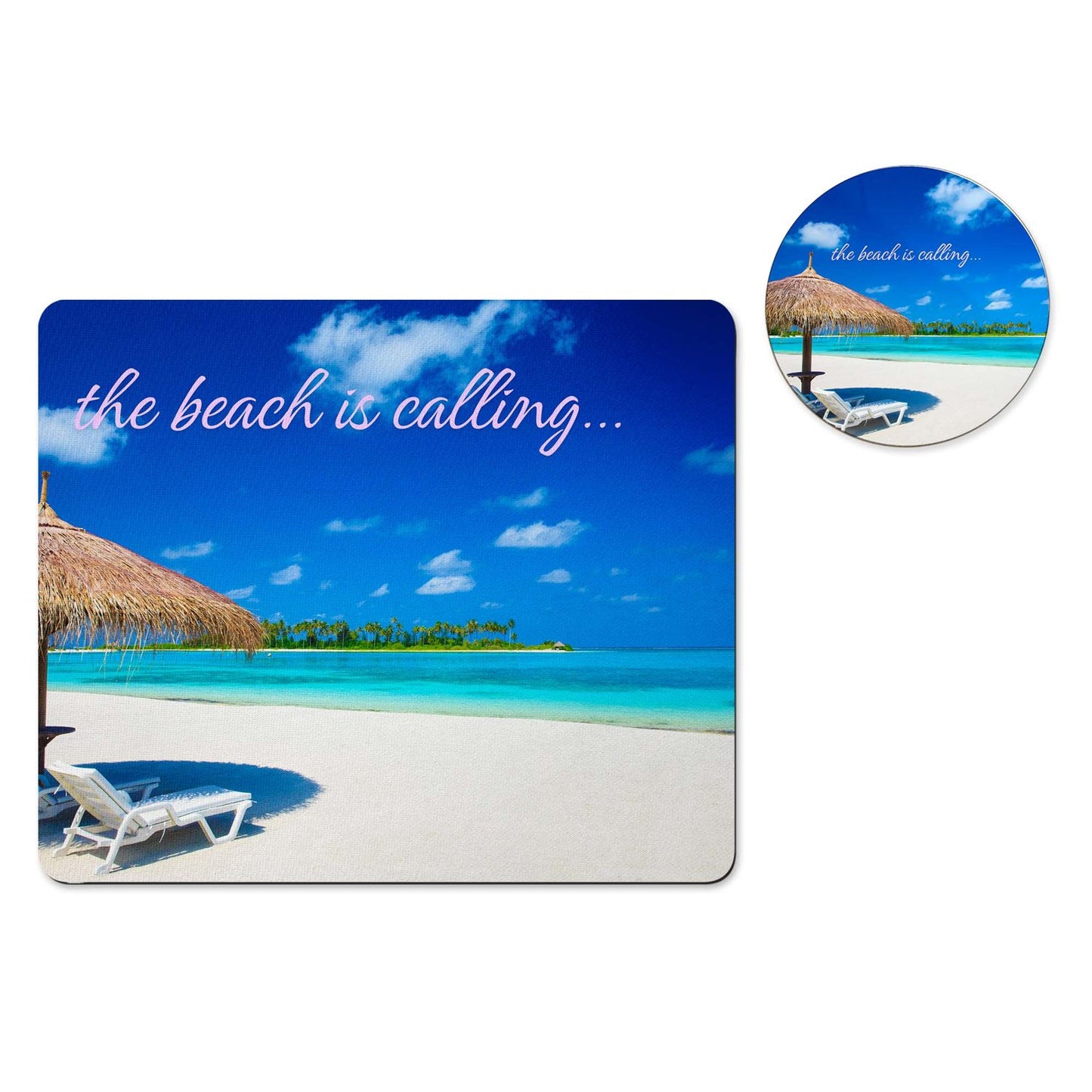 The beach is calling mousepad and coaster set