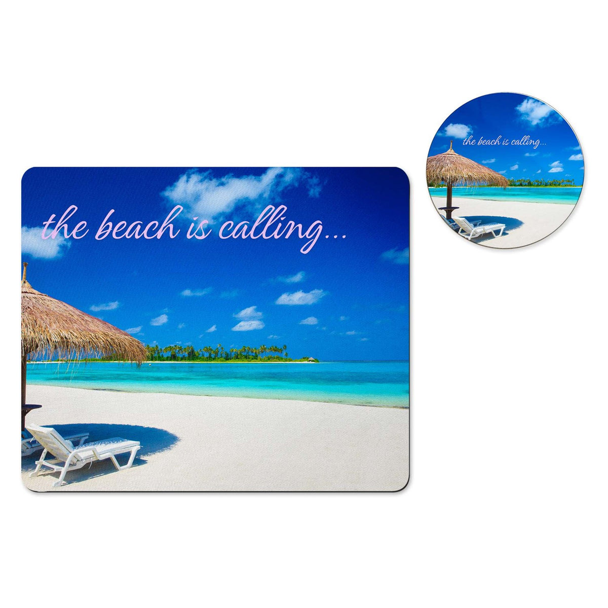 The beach is calling mousepad and coaster set