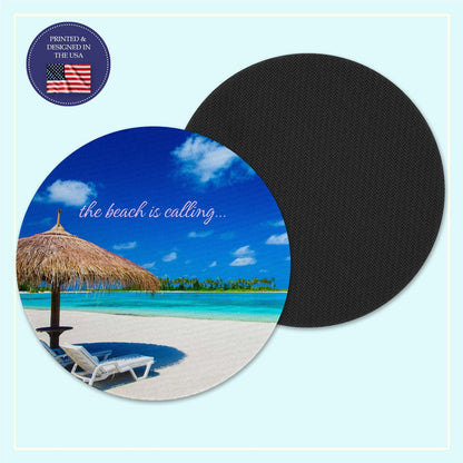 Tropical beach neoprene coaster