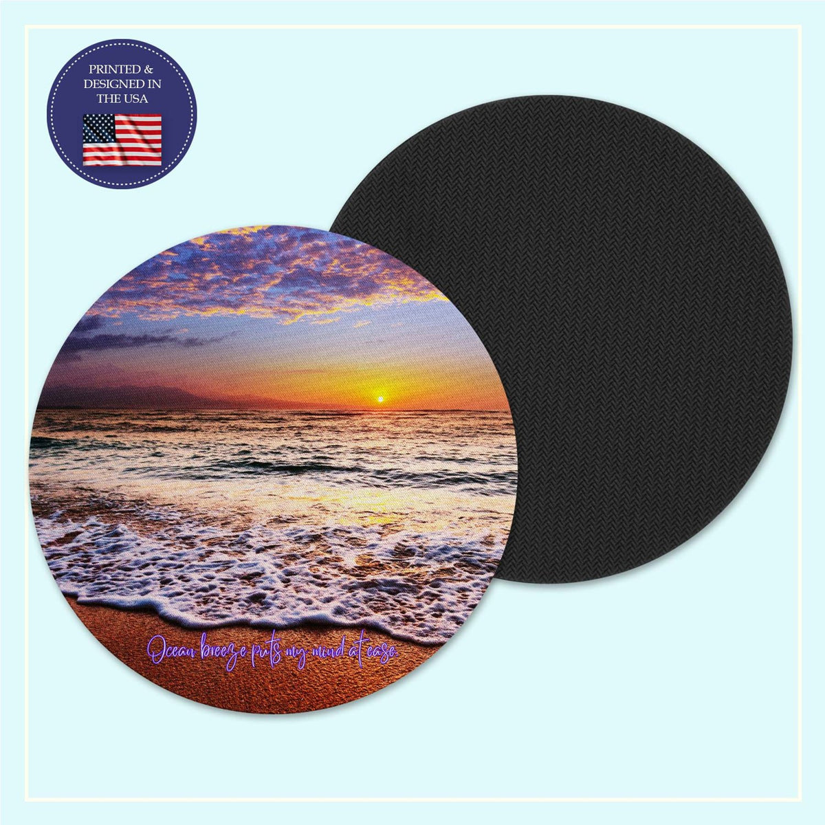 Ocean sunrise neoprene coaster
