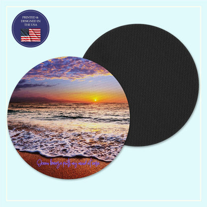 Ocean sunrise neoprene coaster