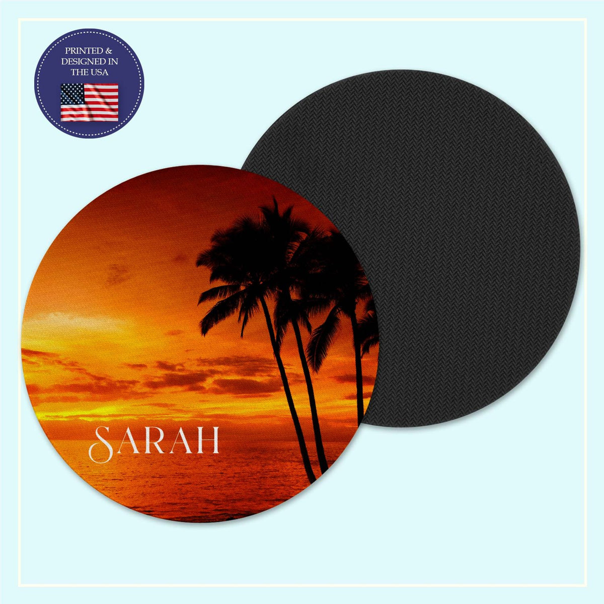 Palm tree sunset neoprene coaster