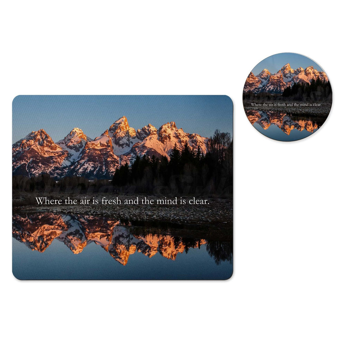 Fresh air mountain mousepad and coaster set