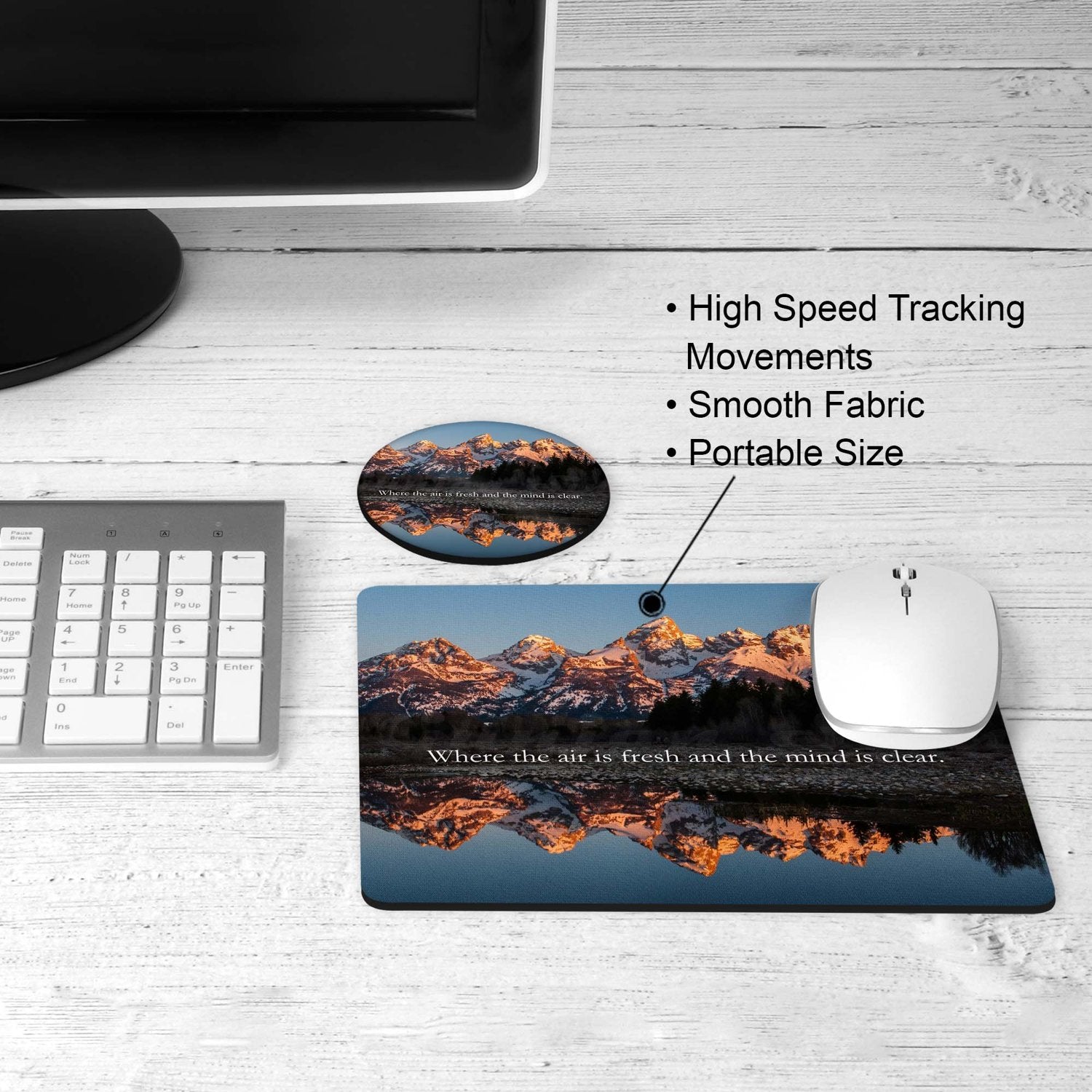 Mountain desk set on a desk