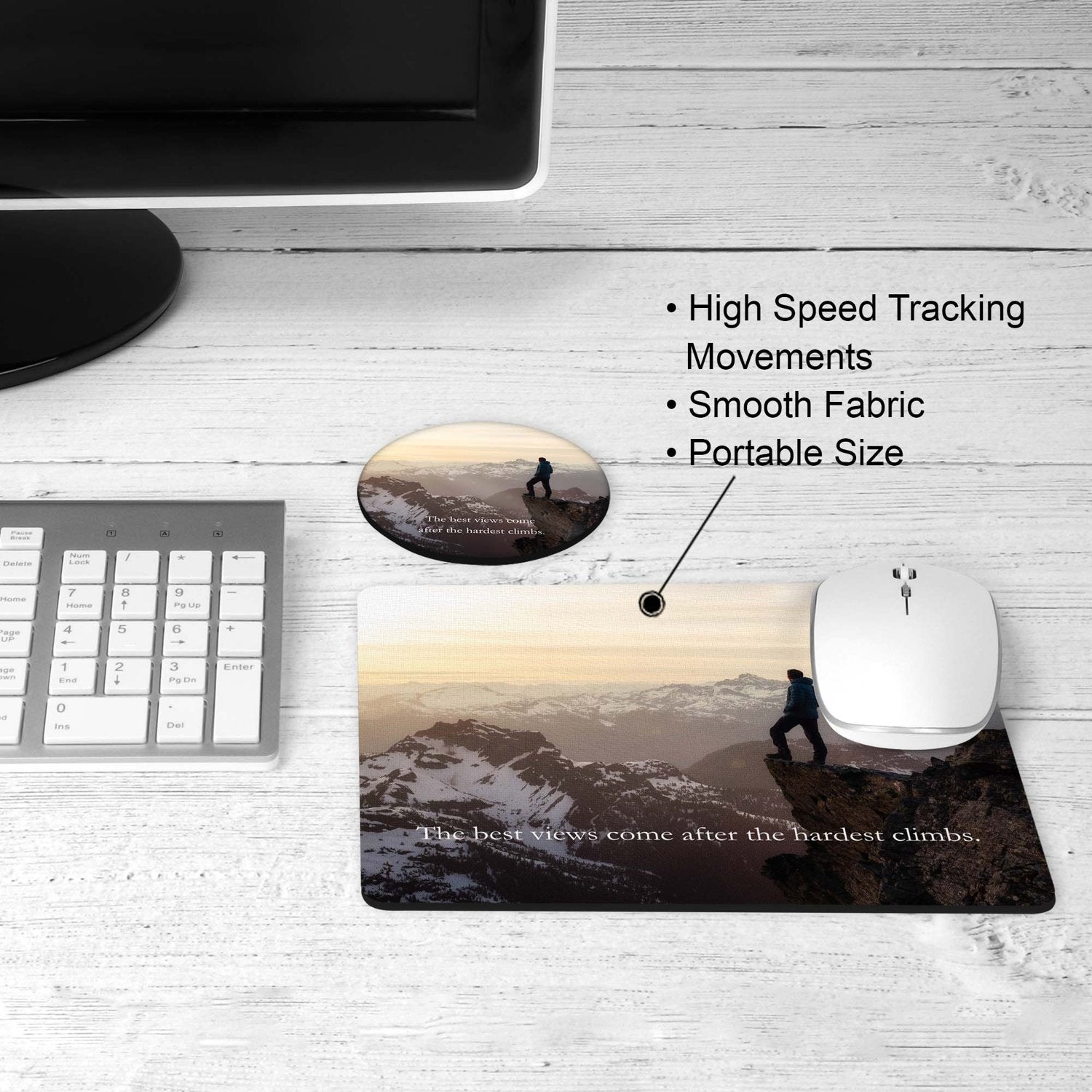 Hiking mountain desk set on a desk