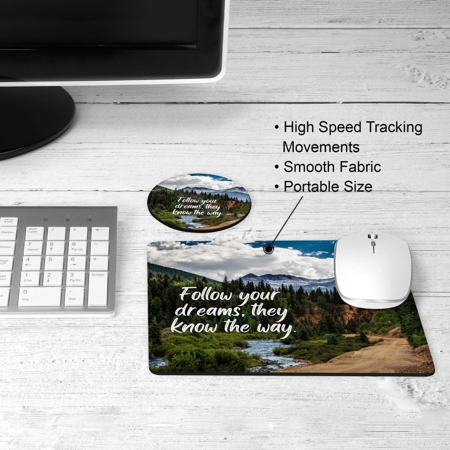 Mountain road desk set on a desk