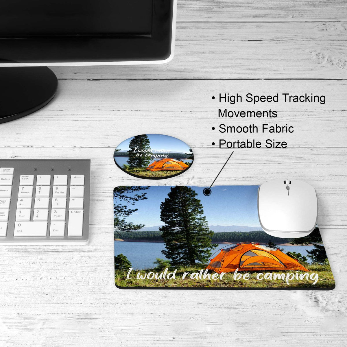 Camping desk set on a desk
