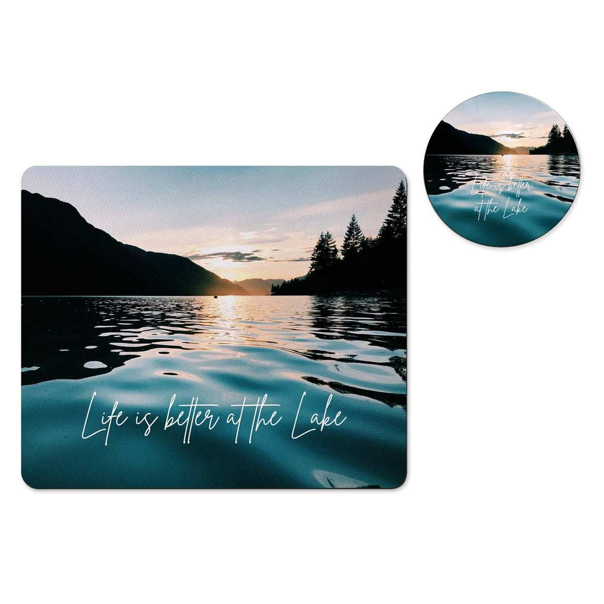 Life is better at the lake mousepad and coaster set