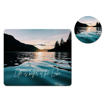 Life is better at the lake mousepad and coaster set