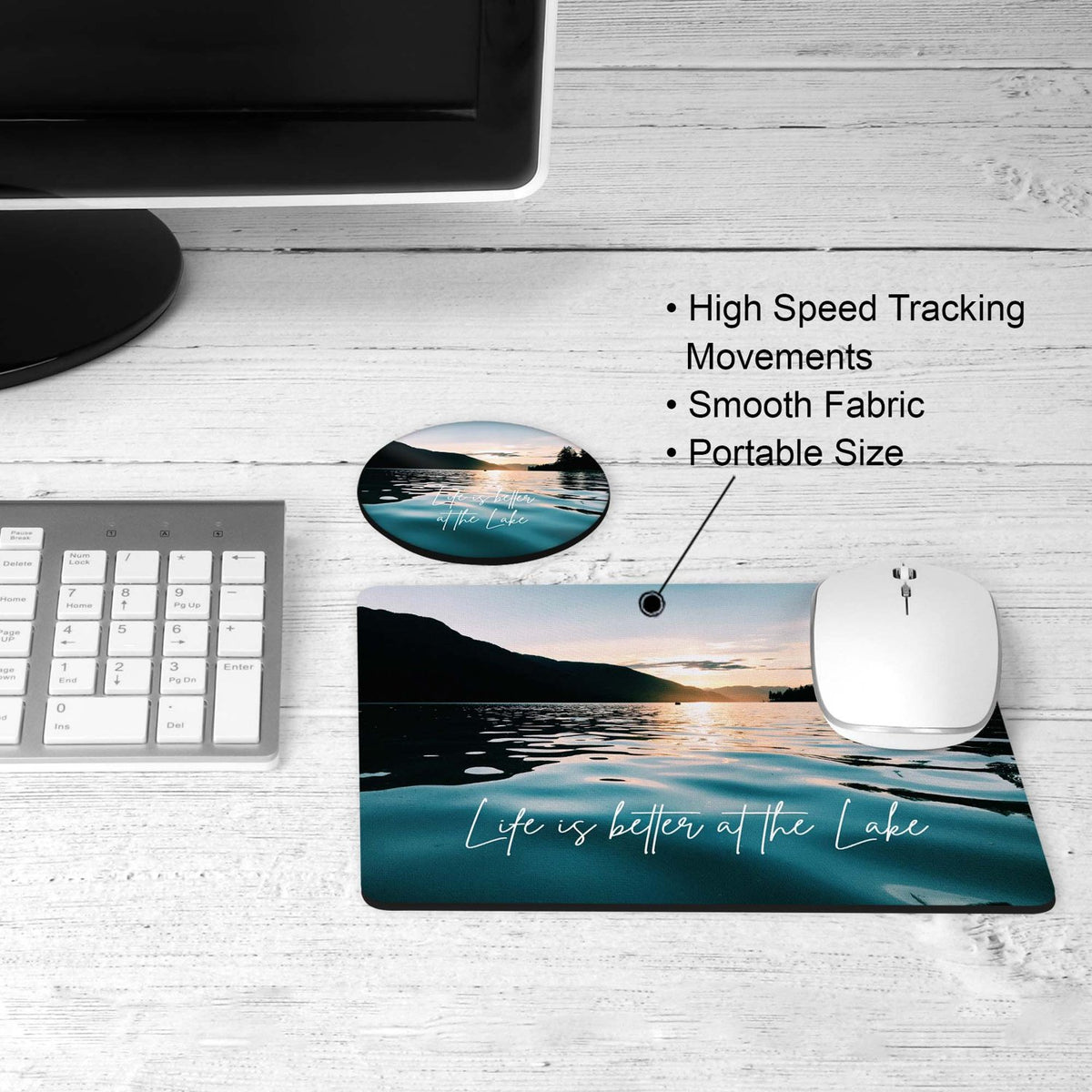 Lake desk set on a desk