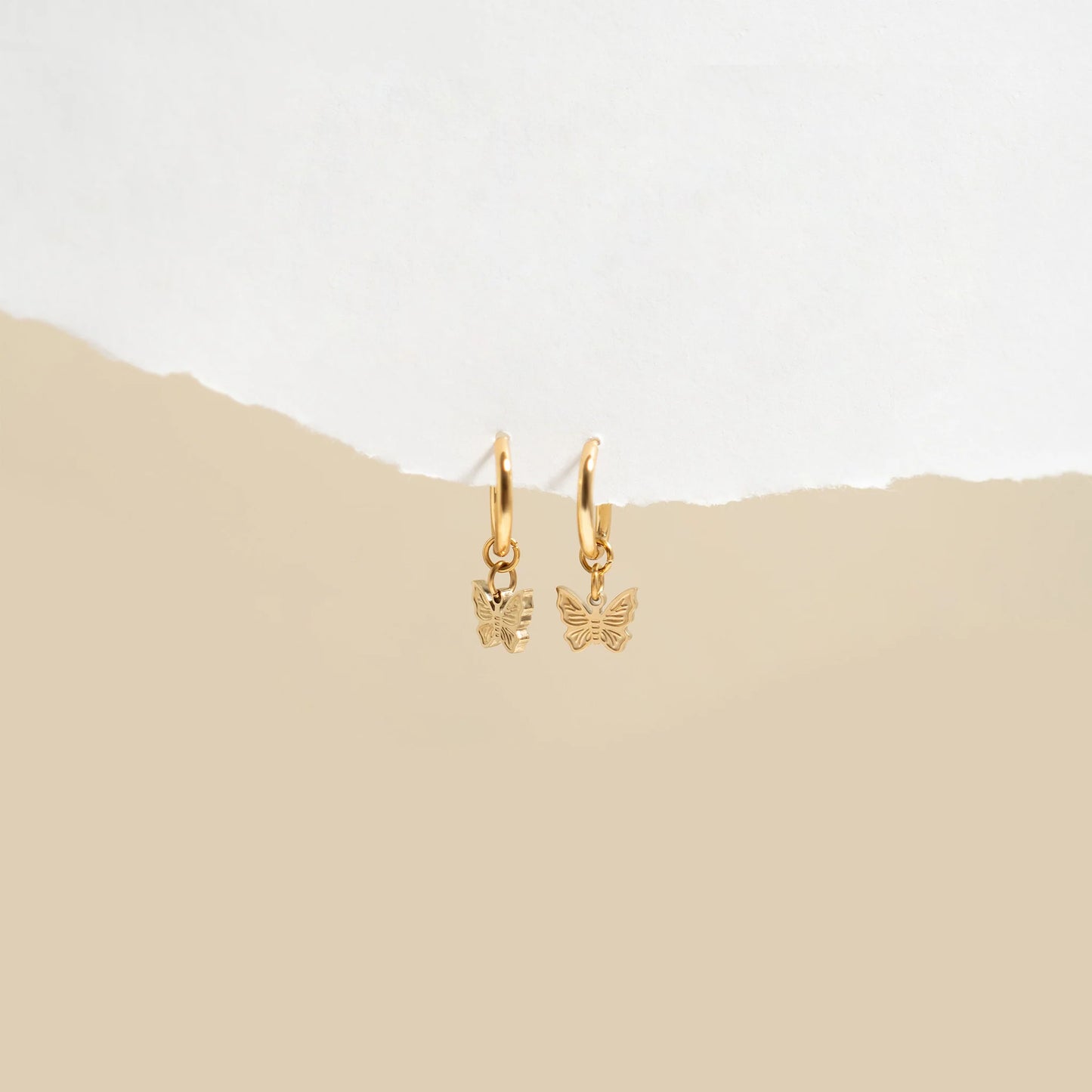 Butterfly Huggie Hoop Earrings – 18K Gold or Silver Stainless Steel