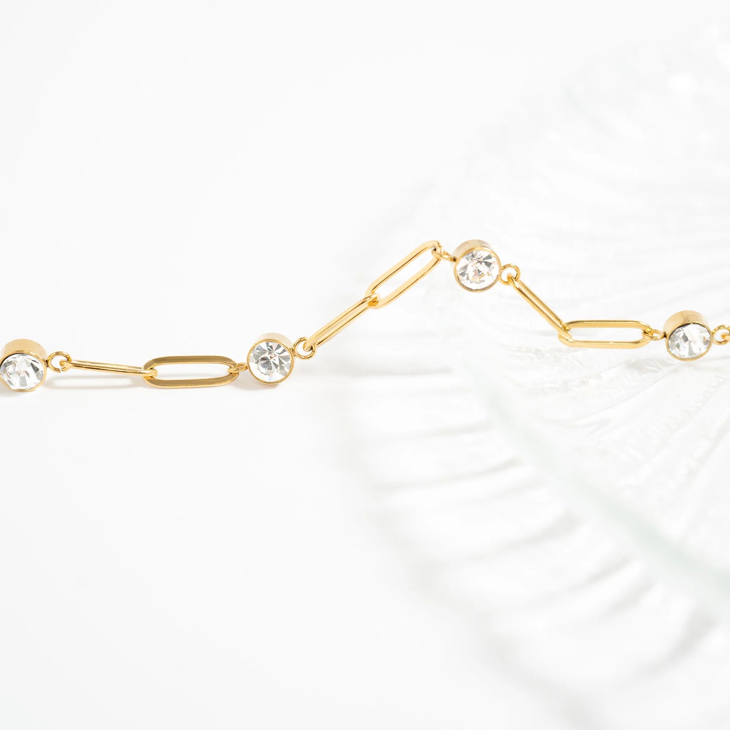 Crystal Paperclip Chain Bracelet – 18K Gold or Silver Stainless Steel