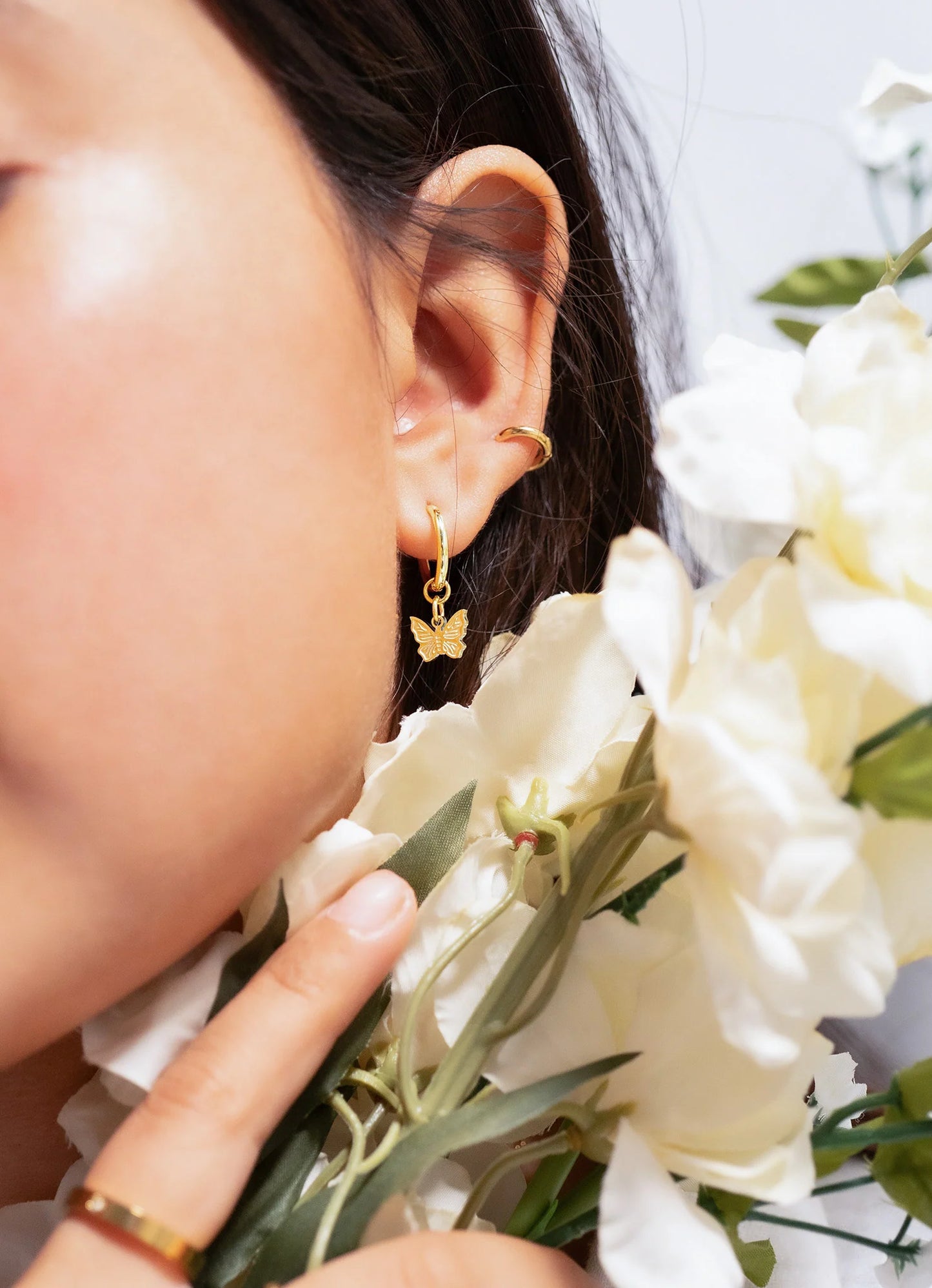 Butterfly Huggie Hoop Earrings – 18K Gold or Silver Stainless Steel