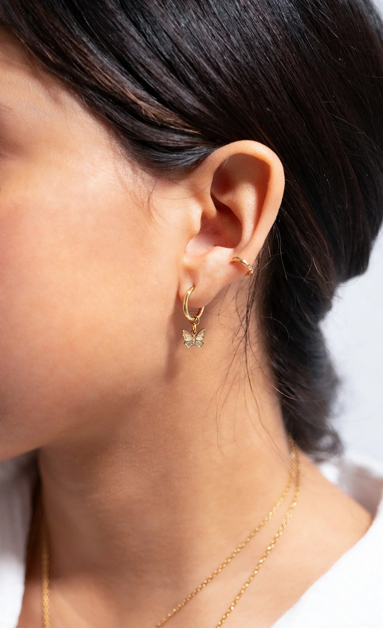 Butterfly Huggie Hoop Earrings – 18K Gold or Silver Stainless Steel