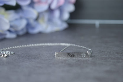 Custom Engraved Pet Necklace with Name and Pawprint